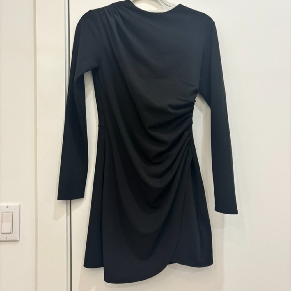 Abercrombie & Fitch black asymmetrical ruched mini dress